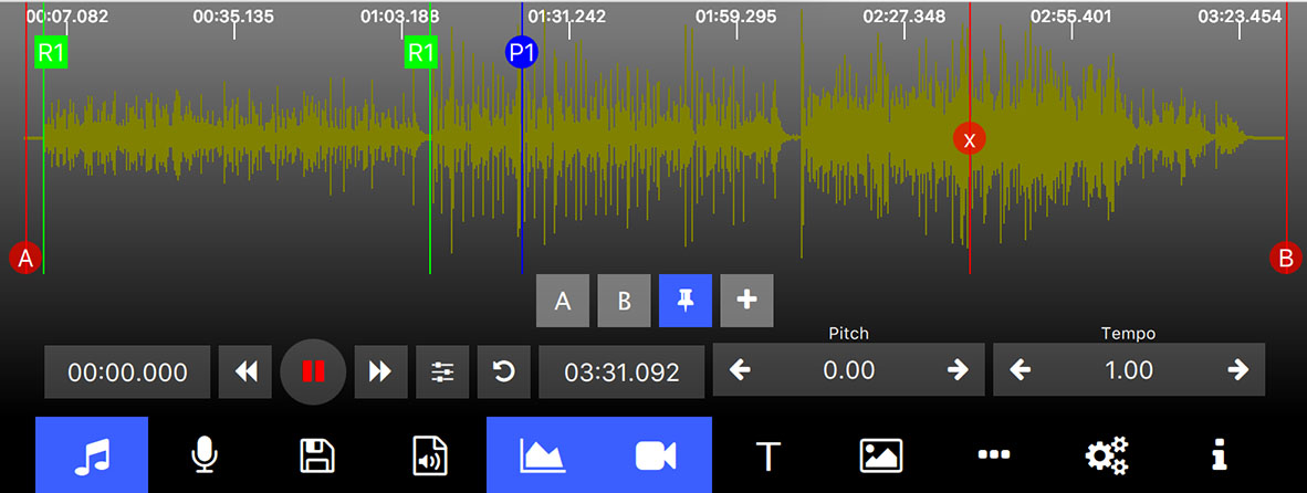 Waveview Audio Pitch and Tempo Player